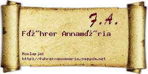 Führer Annamária névjegykártya